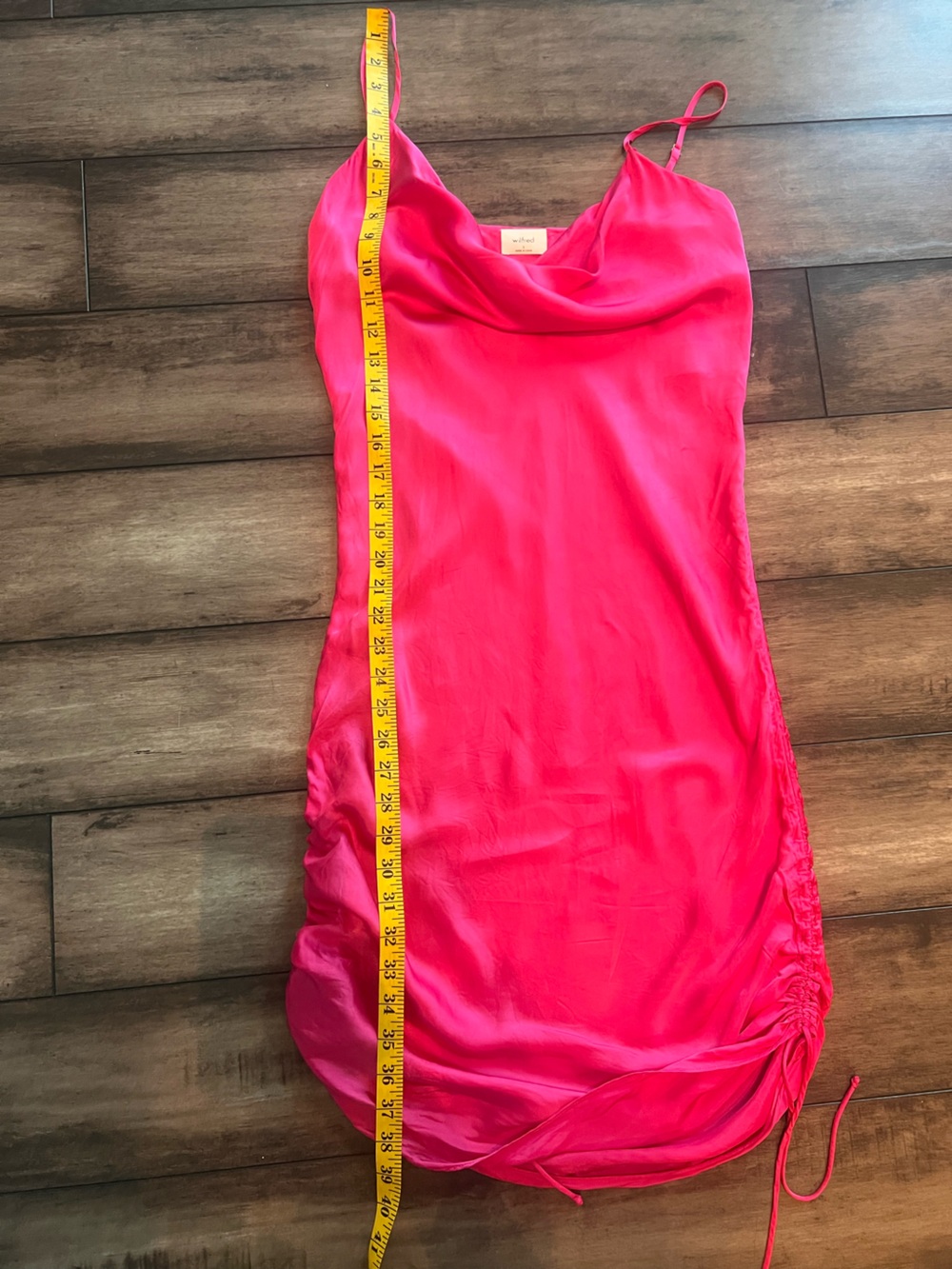 ARITZIA Wilfred Only Ruched Slip Dress Cowl-Neck Slip Dress Electron Fuchsia - Picture 8 of 12